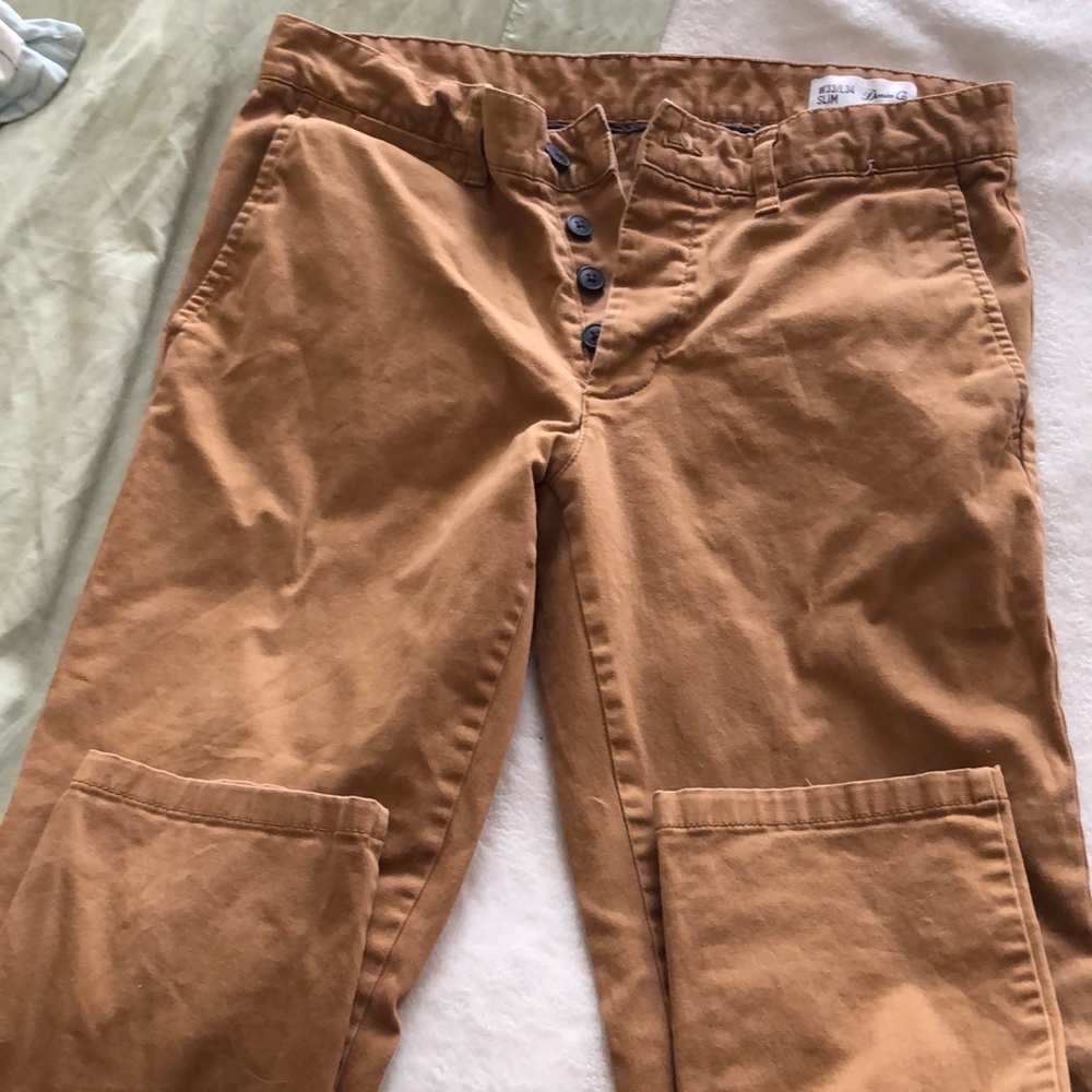 Mens Button Up Fly Khakis size 33w/34L Cotton